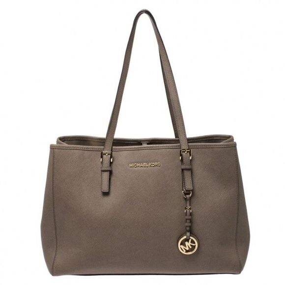 MICHAEL Michael Kors Women's Beige Jet Set Logo Buckle Strap Shoulder Tote Bag - Picture 3 of 16